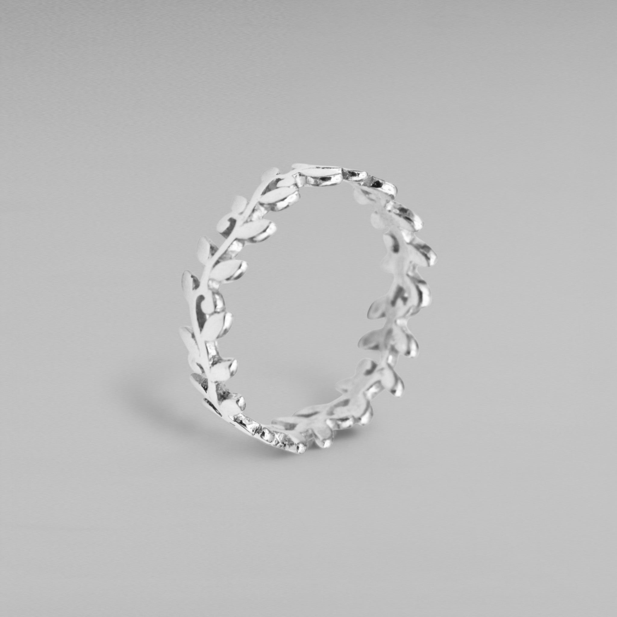 Sterling Silver Leaf Band Ring