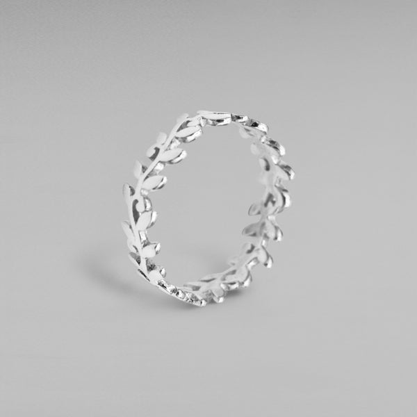 Sterling Silver Leaf Band Ring