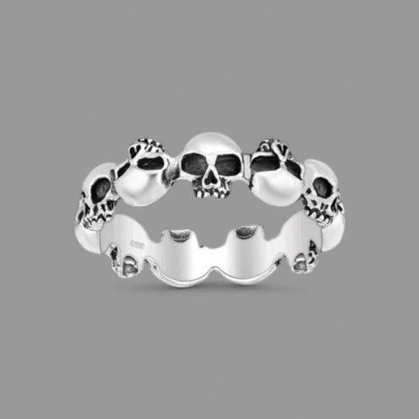 Sterling Silver Oxidized Skull Ring