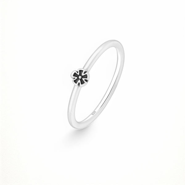 Sterling Silver Oxidized Flower Ring