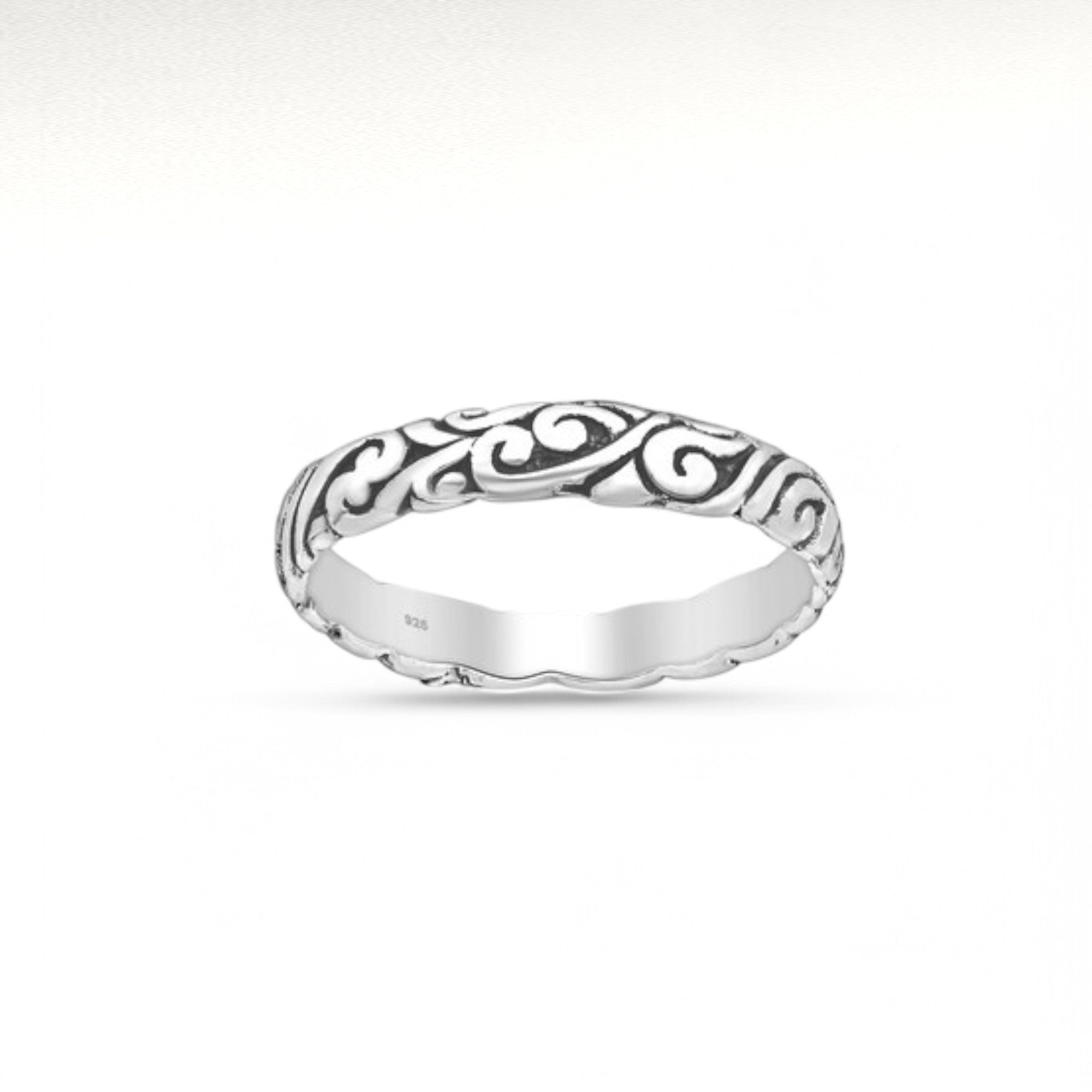 Sterling Silver Oxidized Swirl Band Ring