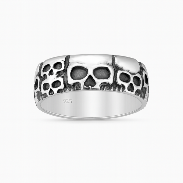 Sterling Silver Oxidized Skull Ring