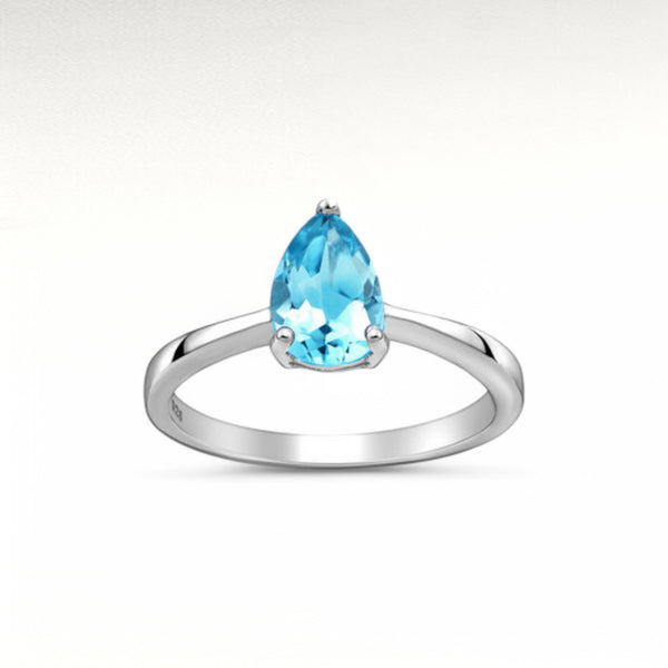 Sterling Silver Ring Decorated with Sky Blue Topaz