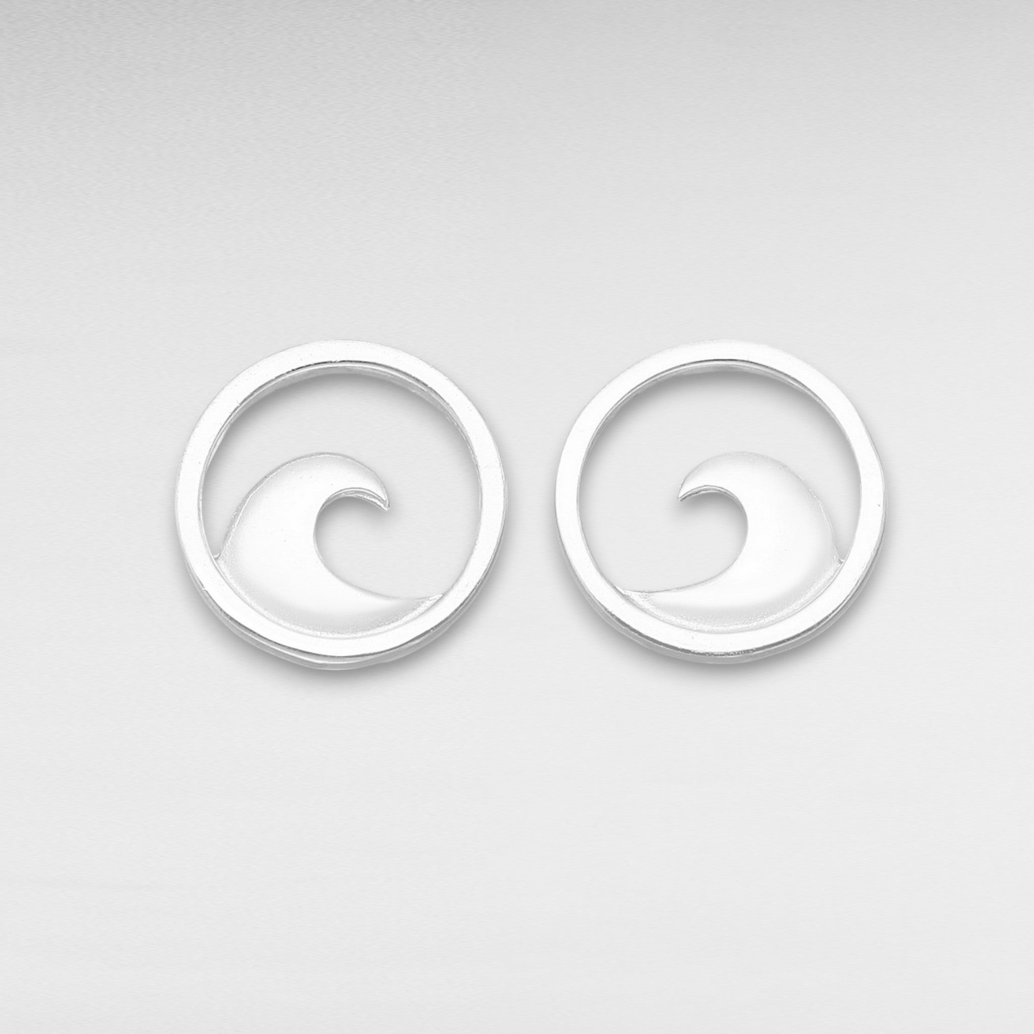Sterling Silver Wave Stud-Back Earrings