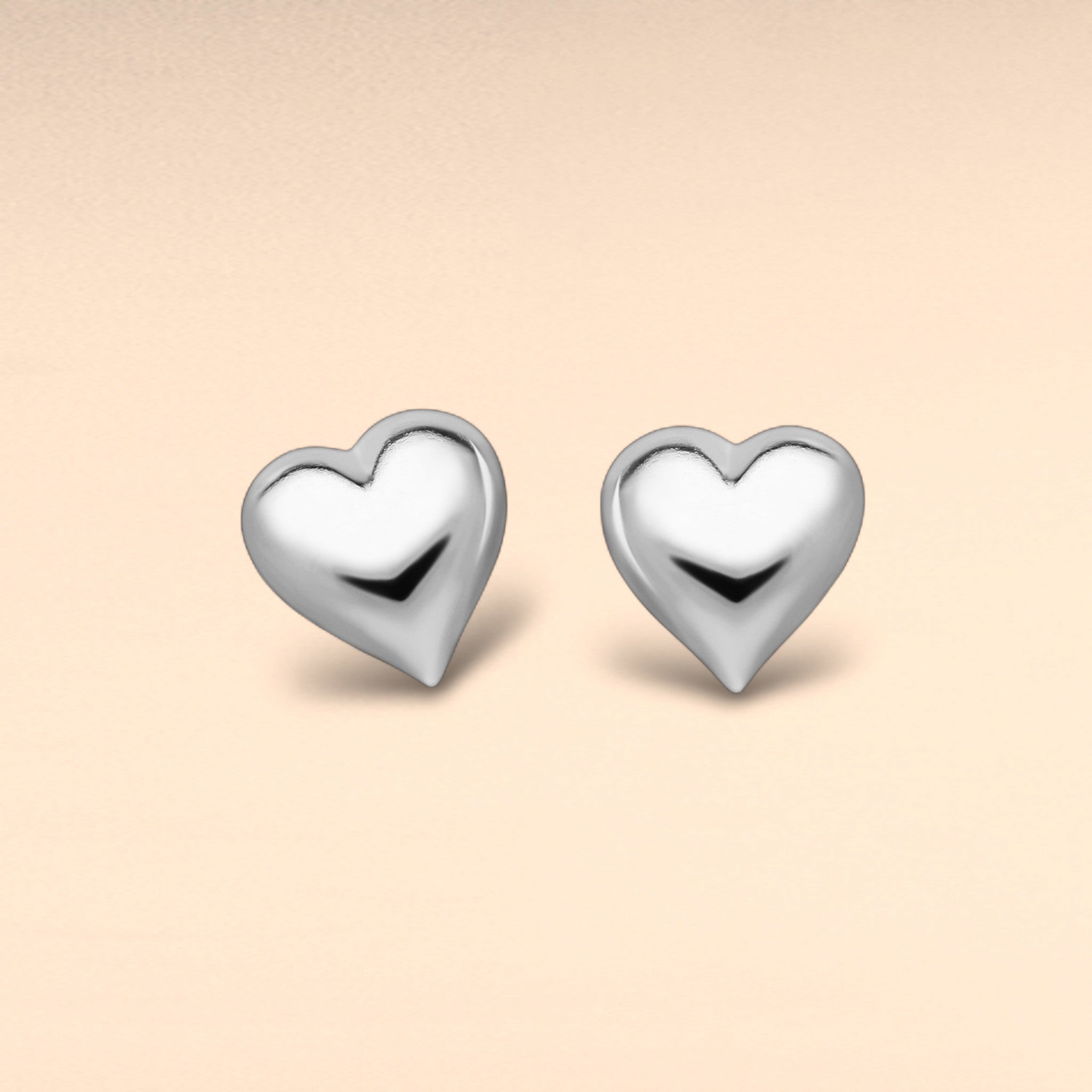 Sterling Silver Heart Stud-Back Earrings