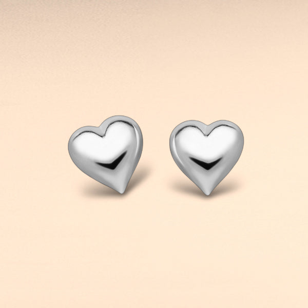 Sterling Silver Heart Stud-Back Earrings
