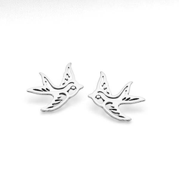 Sterling Silver Bird Stud-Back Earrings