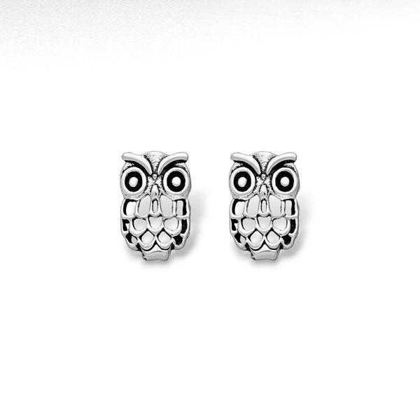 Sterling Silver Stud-Back Owl Earrings
