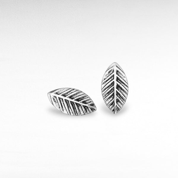 Sterling Silver Leaf Stud-Back Earrings