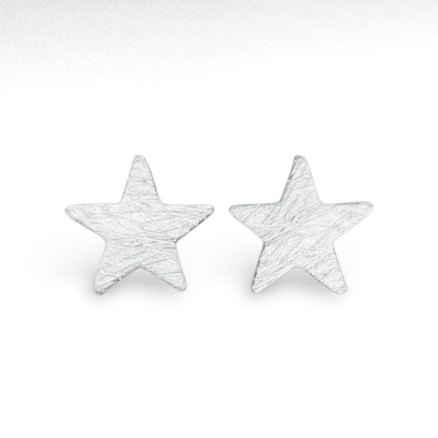 Sterling Silver Textured Star Stud Earrings