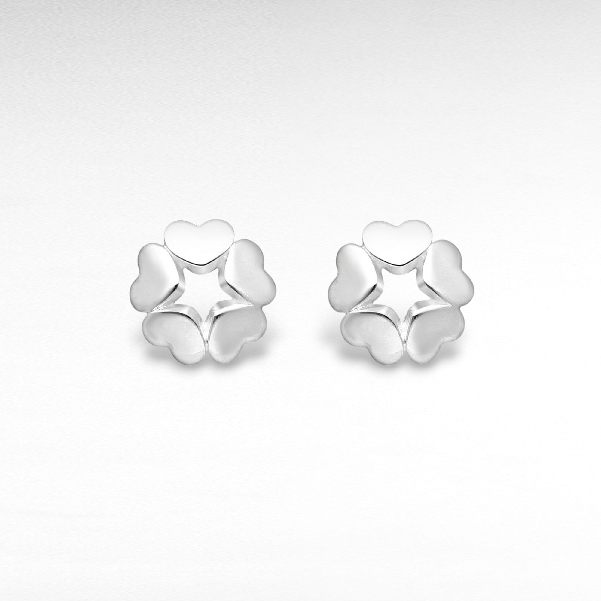 Sterling Silver Stud-Back Heart Earrings