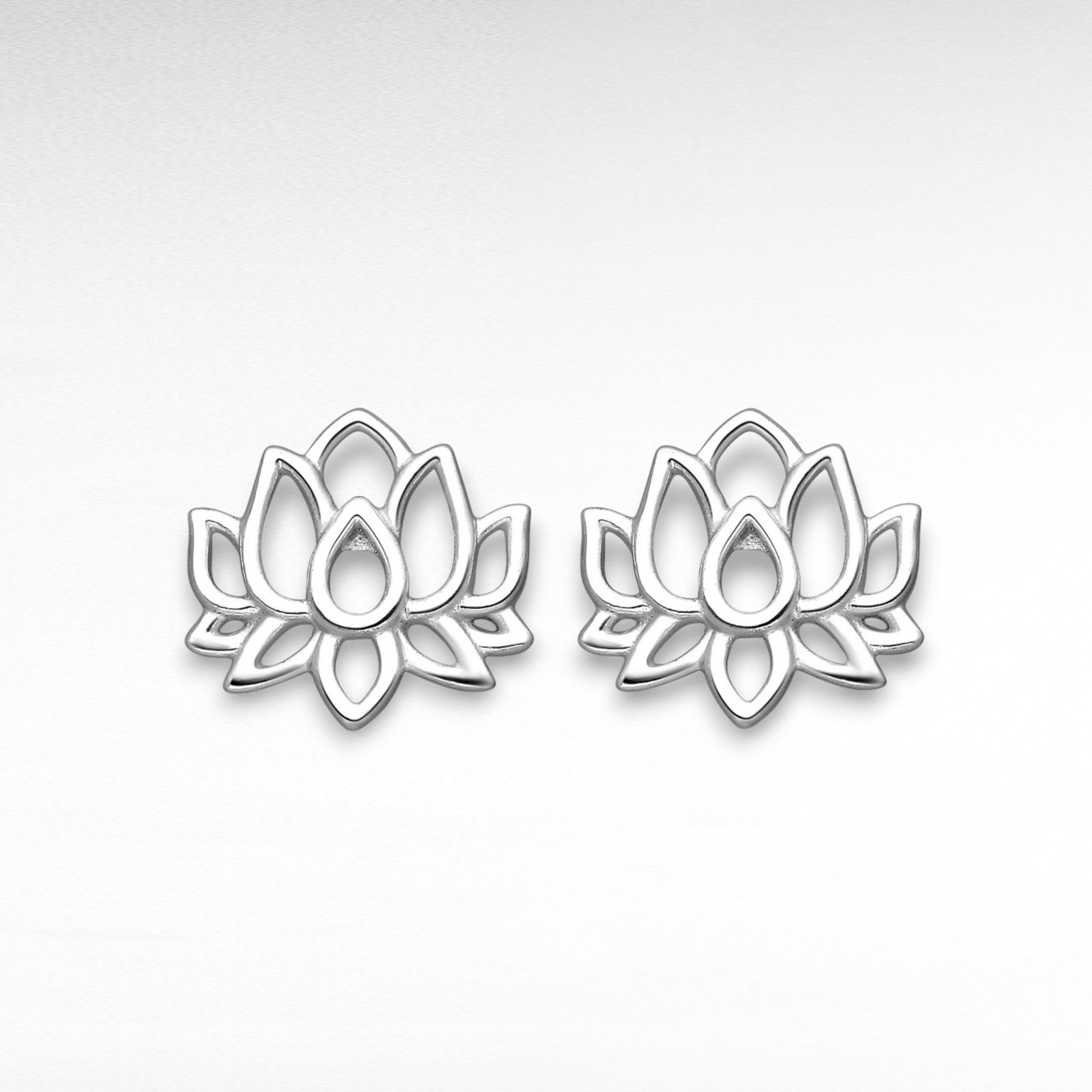 Sterling Silver Lotus Stud-Back Earrings