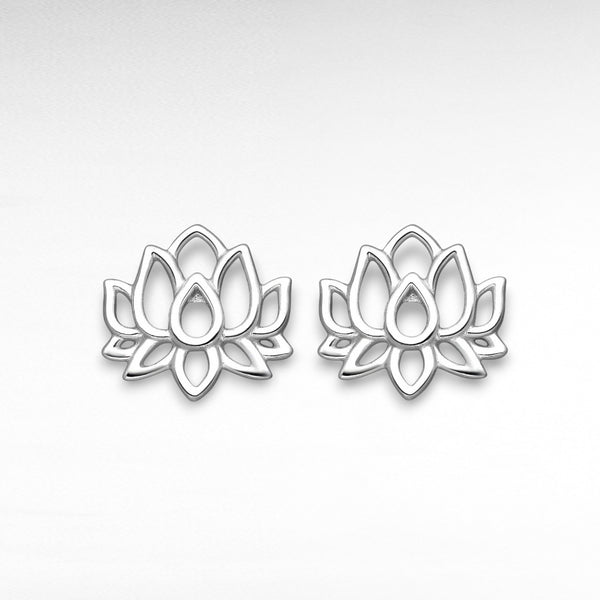 Sterling Silver Lotus Stud-Back Earrings