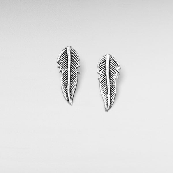 Sterling Silver Push-Back Feather Earrings