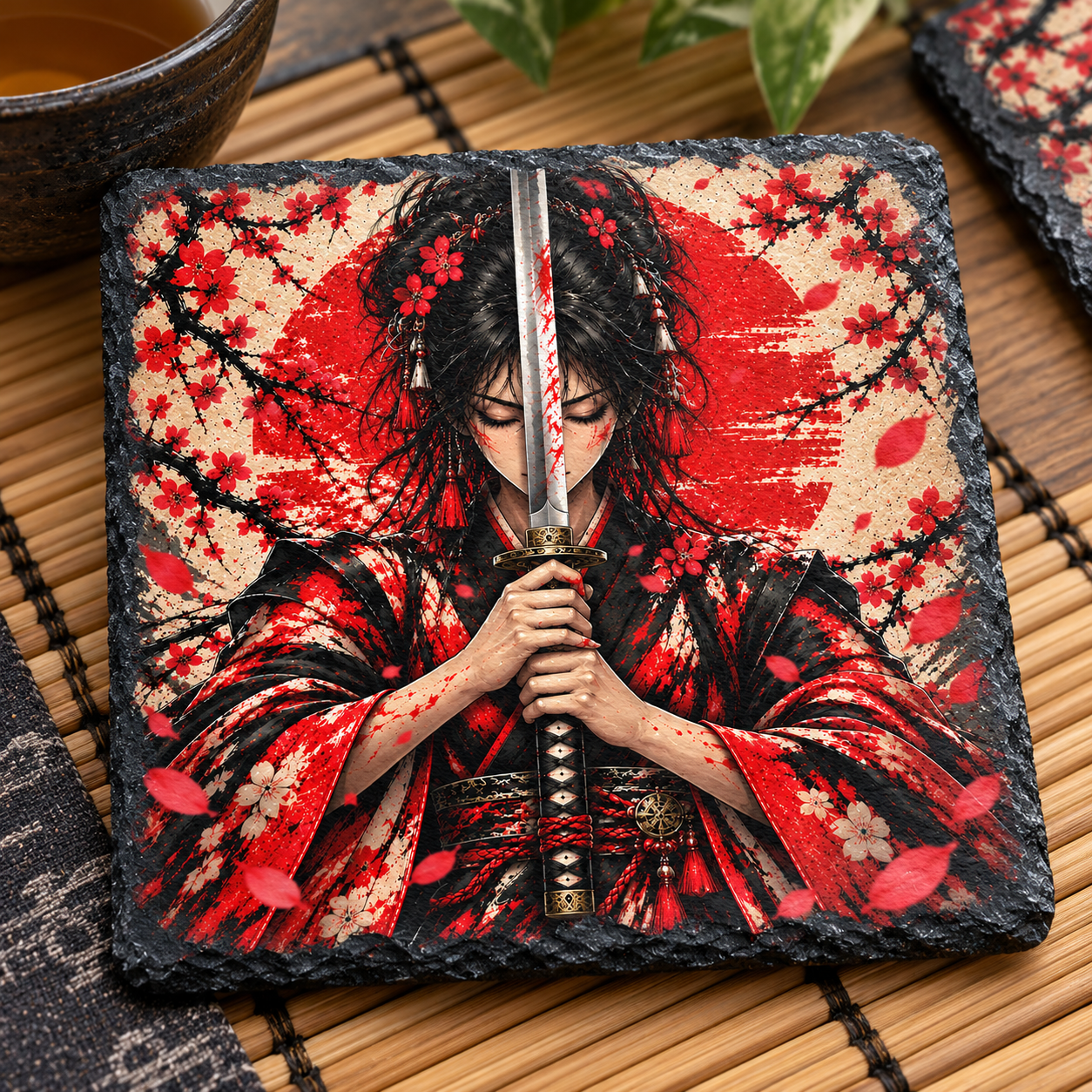Crimson Muses Slate Coasters