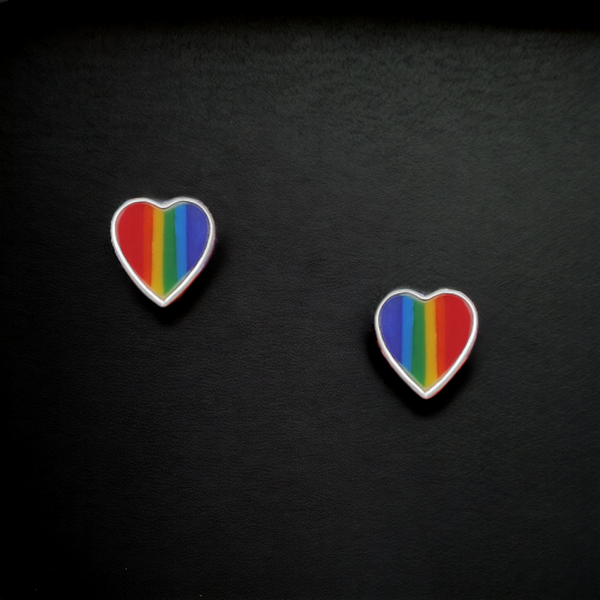 Rainbow Hearts Stud Earrings