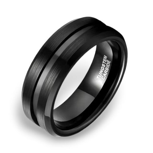 Tungsten Ring with Polished Groove