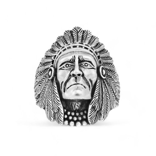 Sterling Silver Oxidized Indian Head Ring