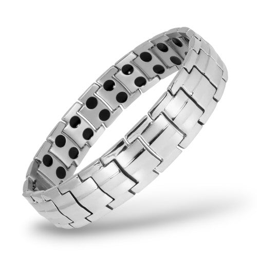 Titanium Mens Silver 3 Bar Magnetic Bracelet
