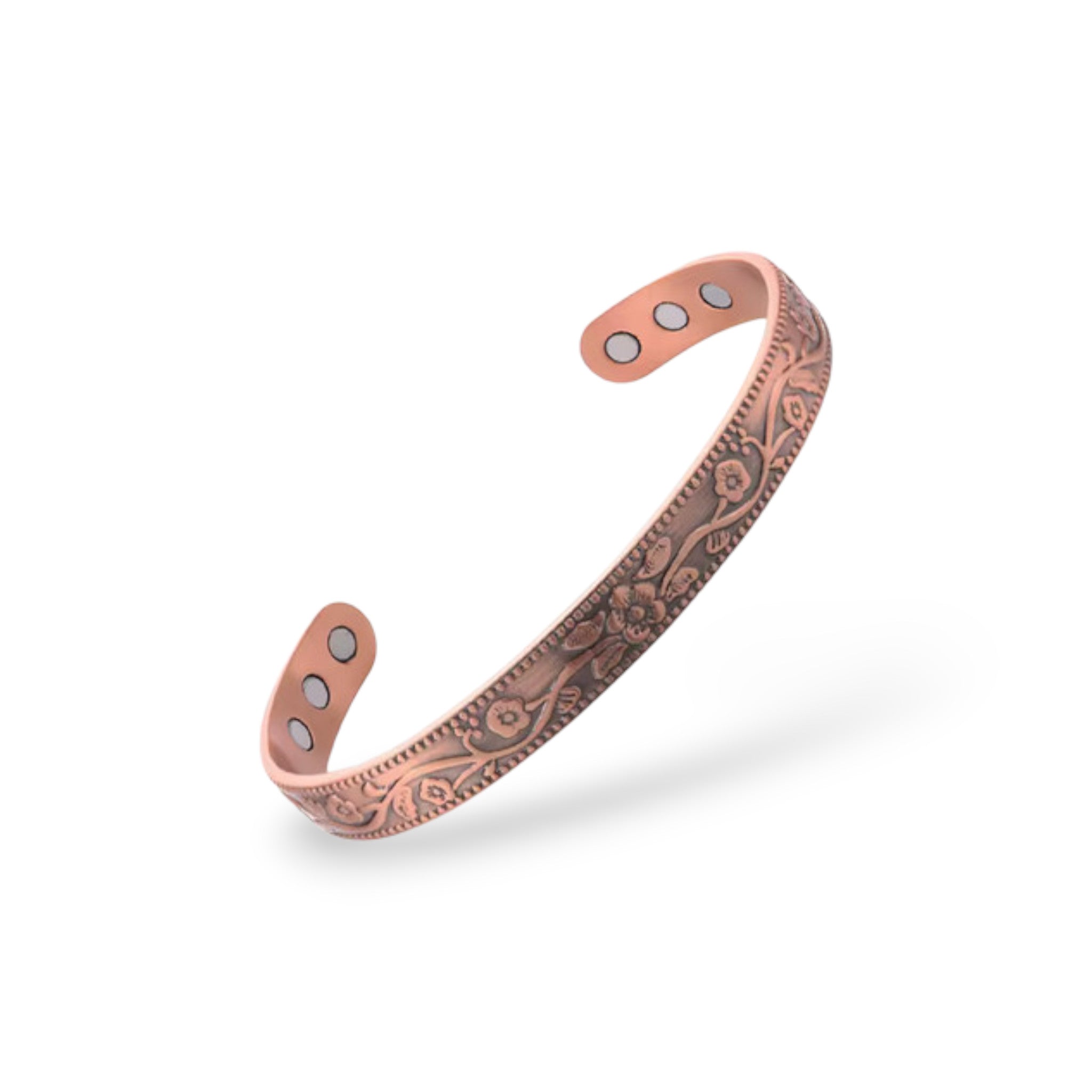 Slim Copper and Magnet Cuff - Flower