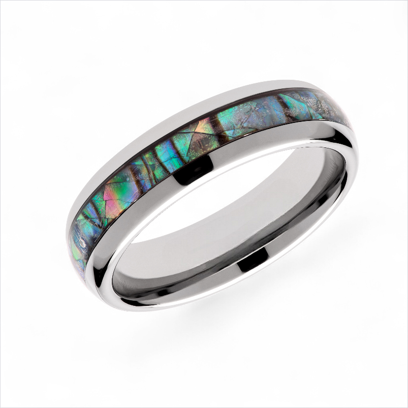 Tungsten Ring with Abalone Inlay – 6mm