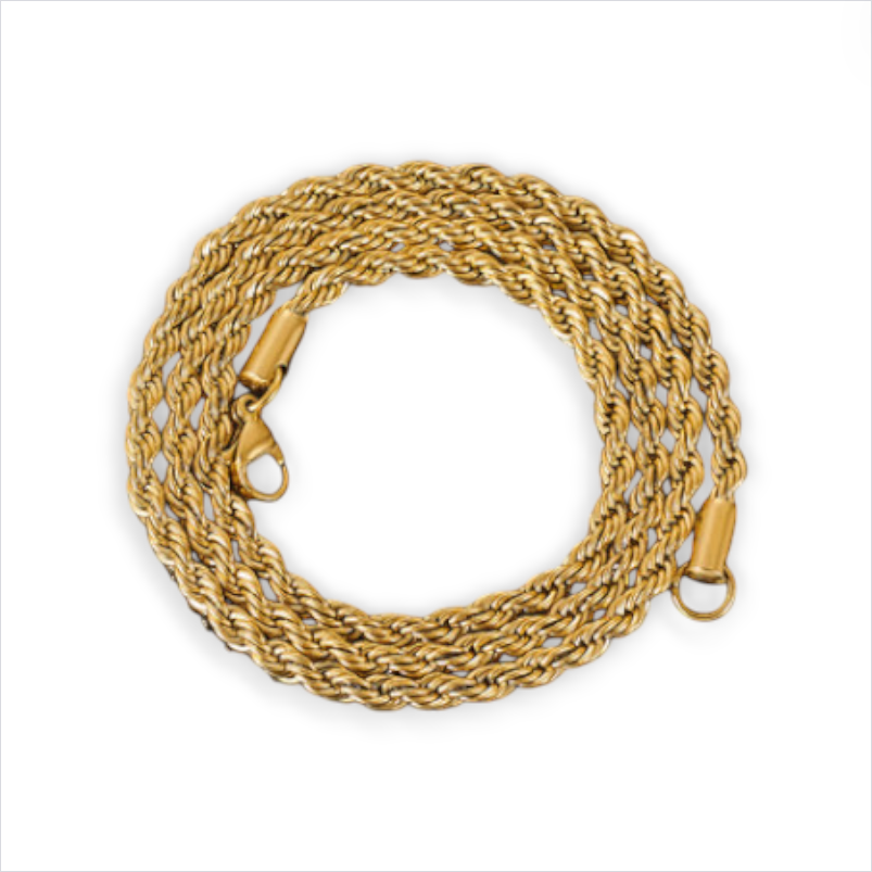 Gold Plated Rope Chain Necklace - 4mm