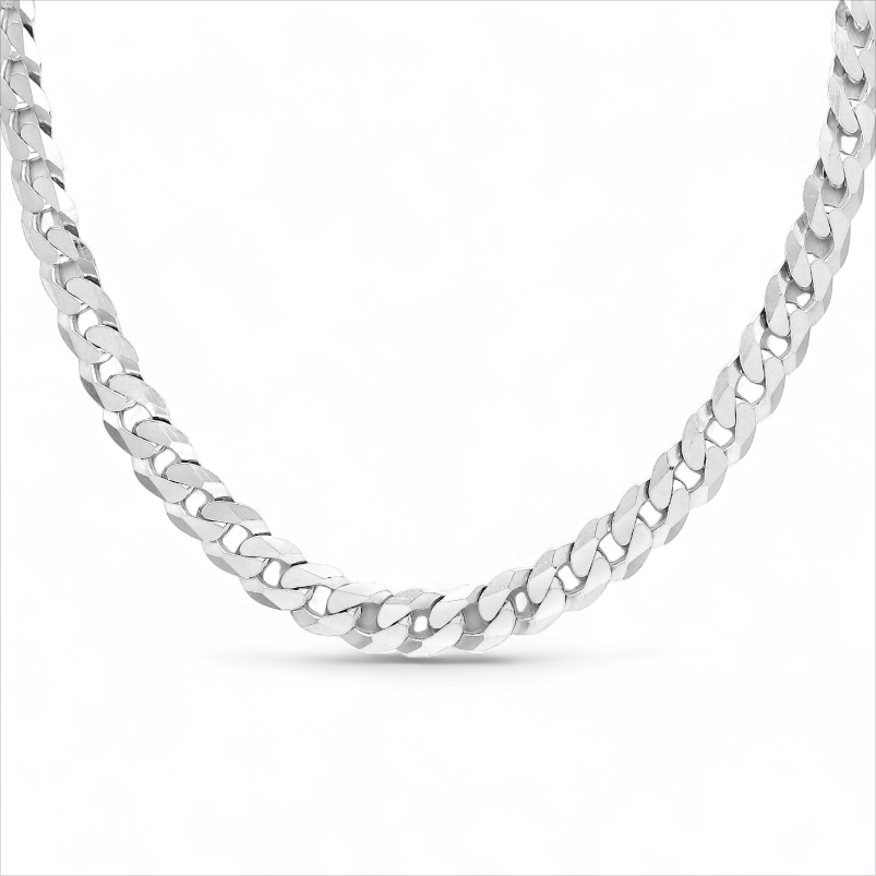 Sterling Silver 7mm Curb Chain Necklace, 20 Inch, Made in Italy