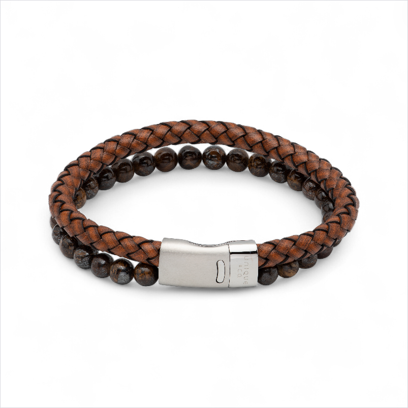 Brown Leather & Bead Bracelet