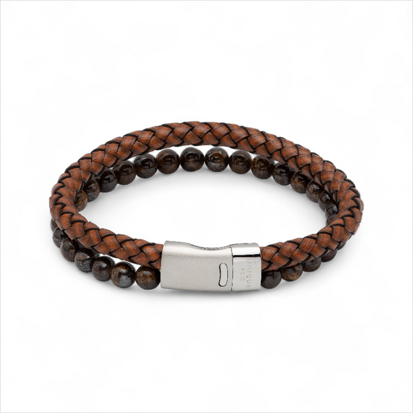 Brown Leather & Bead Bracelet