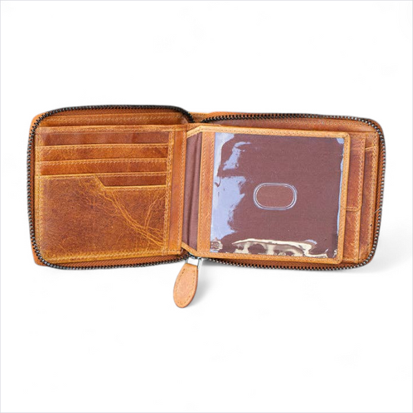 Men’s Leather RFID Zip Wallet
