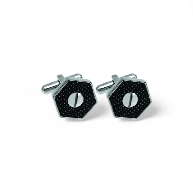 Stainless Steel Cufflinks Carbon Fibre