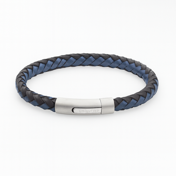 Braided Leather Bracelet with Steel Clasp
