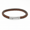 Braided Leather Bracelet with Steel Clasp