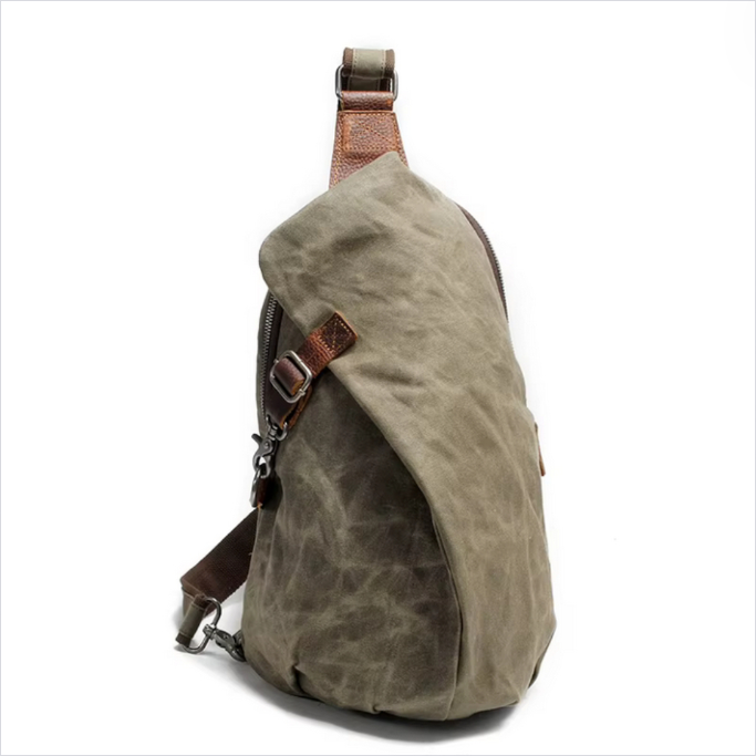 Vintage Waxed Canvas Crossbody Sling Backpack