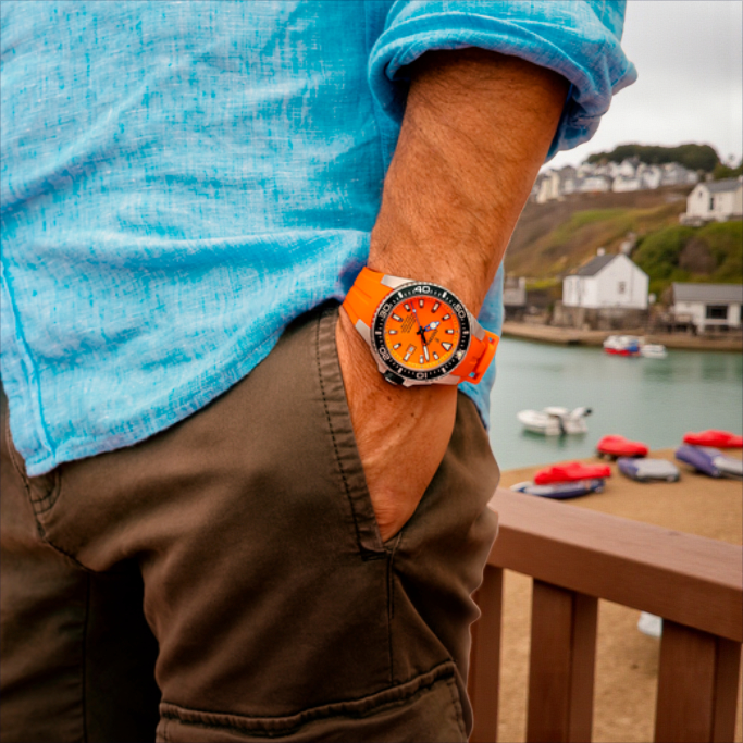 Festina Men's Diver Watch Orange Dial Silicone Strap