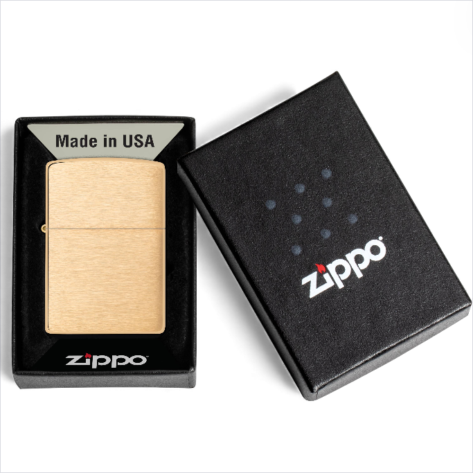 Zippo 204B Brushed Brass Genuine Lighter