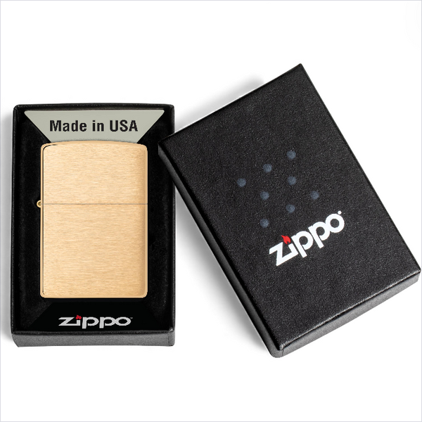 Zippo 204B Brushed Brass Genuine Lighter