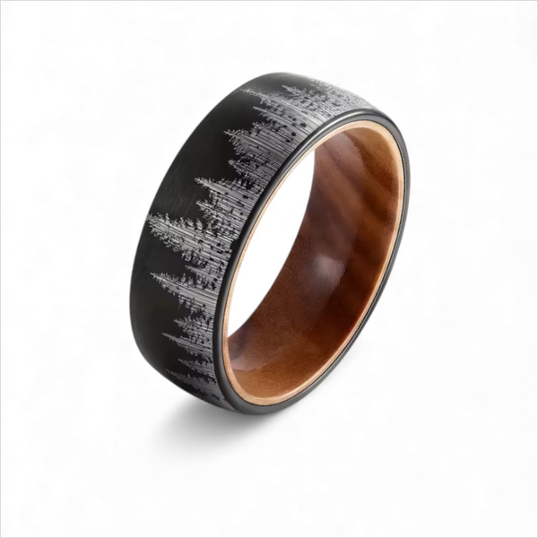 Tungsten Wilderness Ring Olive Wood Inner