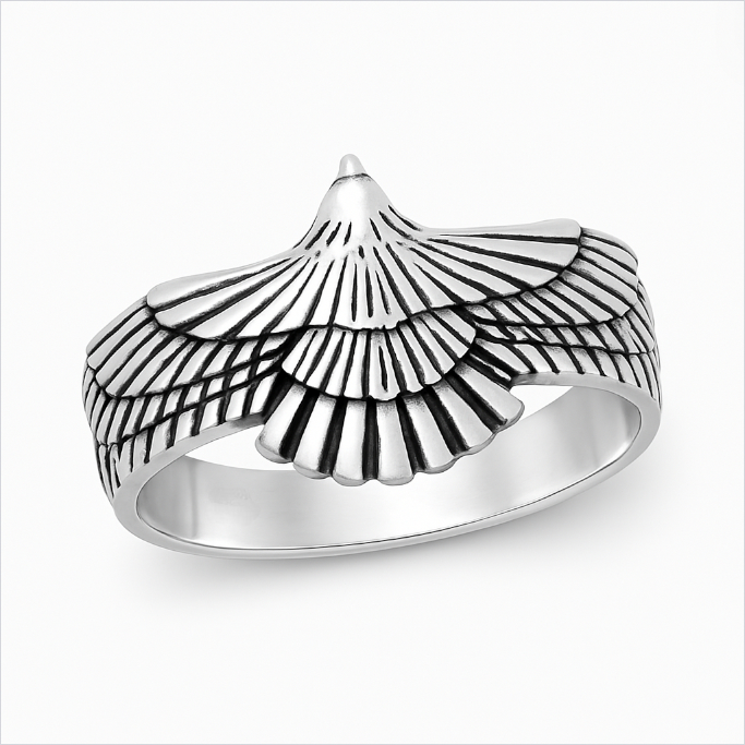 Sterling Silver Oxidized Eagle Ring
