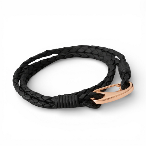 Leather Bracelet with Rose Gold Plated Clasp