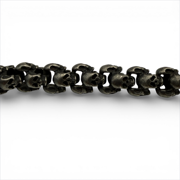 Chunky Oxidised Stainless Steel Skull Necklace