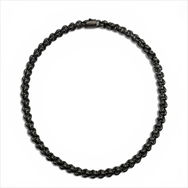 Chunky Oxidised Stainless Steel Skull Necklace