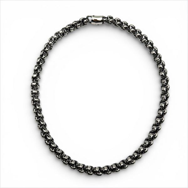 Chunky Polished Stainless Steel Skull Necklace