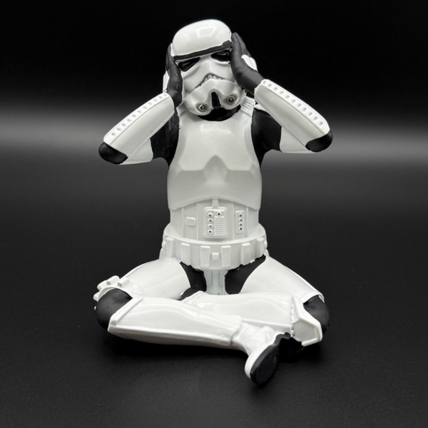 Stormtrooper hear no evil figurine 10cm sitting with hands covering ears, officially licensed Star Wars collectible