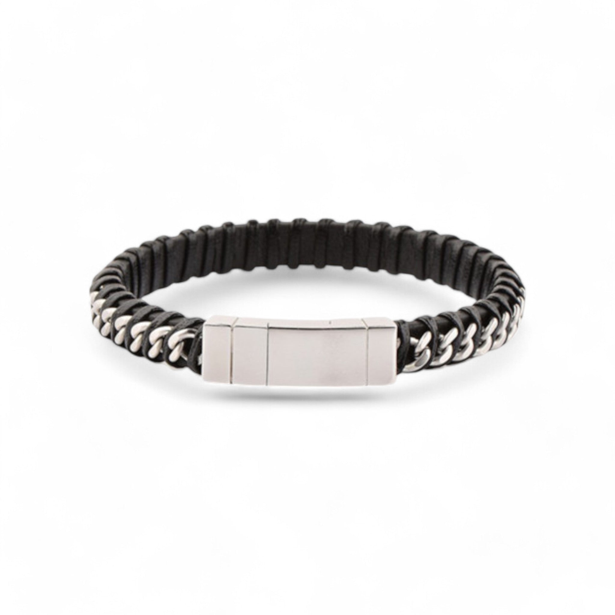 Leather & Curb Chain Bracelet