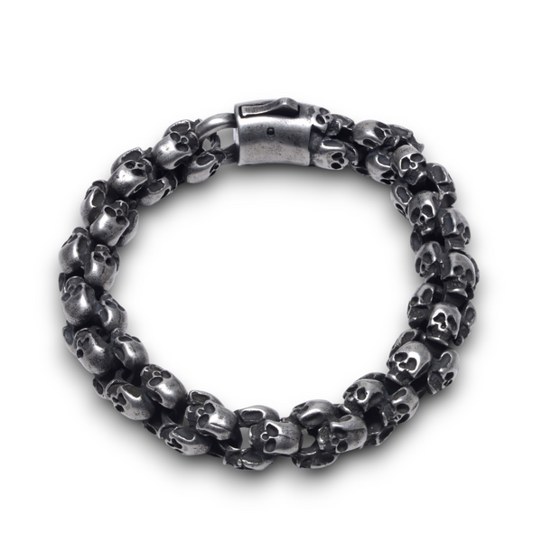 Chunky Oxidised Skull Bracelet
