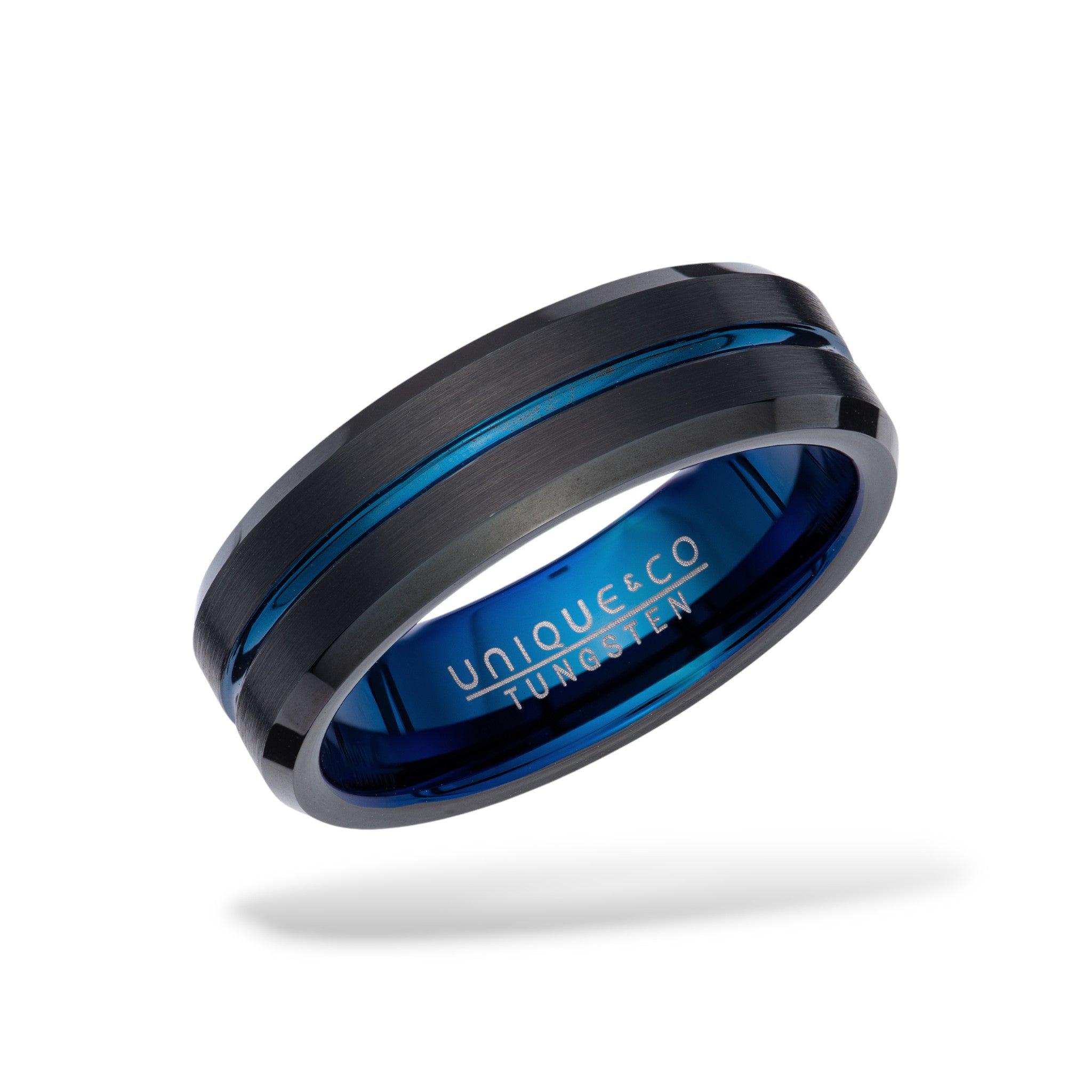 Black & Blue Tungsten Carbide Ring