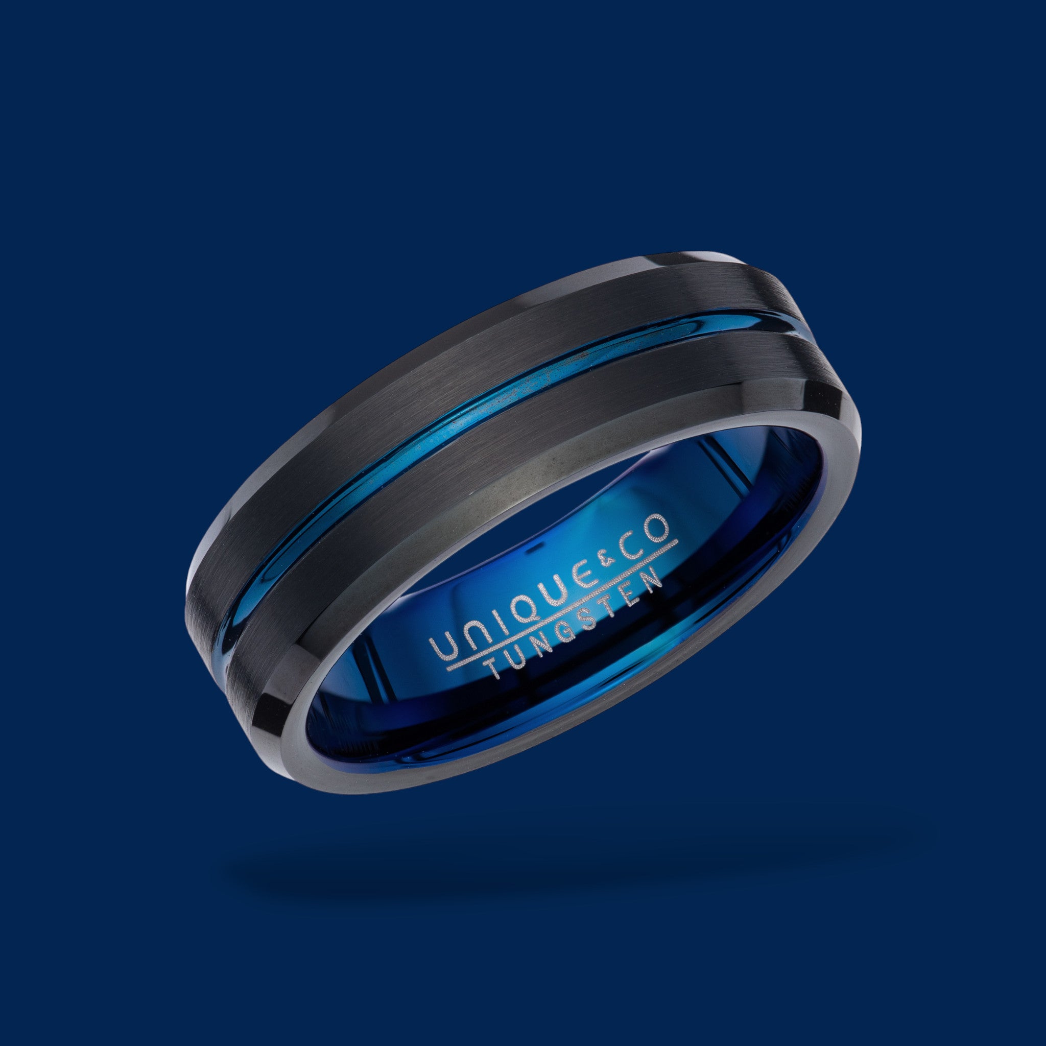 Black & Blue Tungsten Carbide Ring