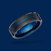Black & Blue Tungsten Carbide Ring