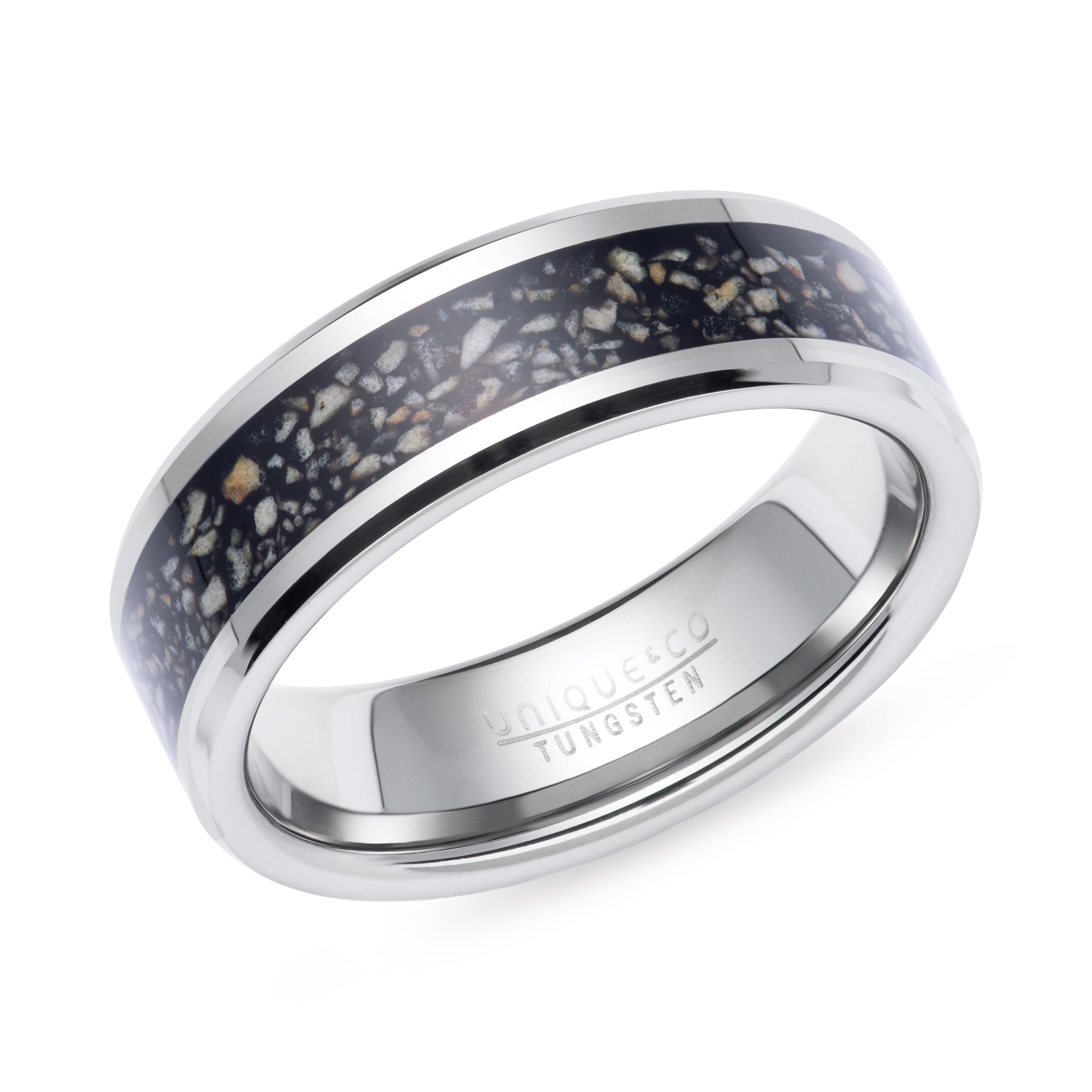 Tungsten Carbide Ring with Black Sandstone Inlay